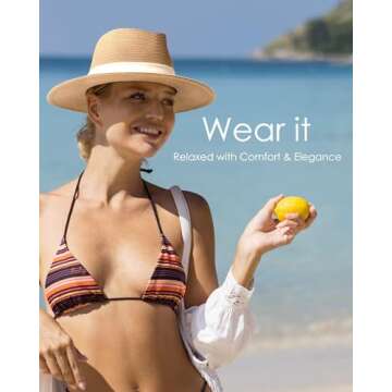 FURTALK Wide Brim Fedora Panama Hat for Sun Protection