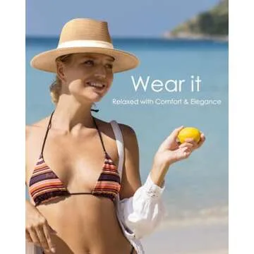 FURTALK Wide Brim Fedora Panama Hat for Sun Protection