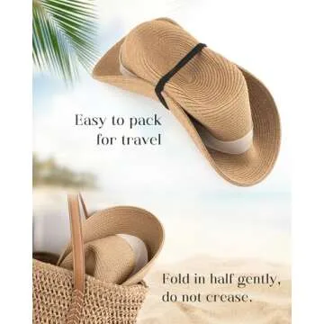 FURTALK Wide Brim Fedora Panama Hat for Sun Protection