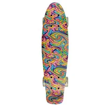 Skateboard Dog 22 inch Retro Mini Skateboards Kids Board for Boys Girl Youth Beginners Children Toddler Teenagers Adults 5 to 6 Year Old (Bending Color Lines)