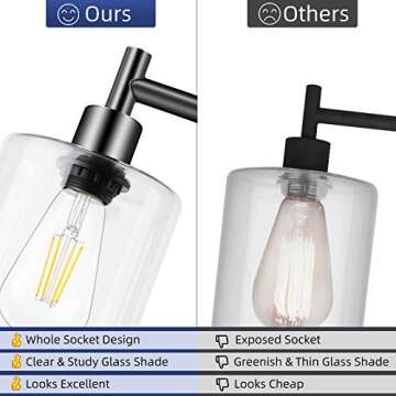 Industrial Floor Lamp with Hanging Glass Shade Black Farmhouse Indoor Pole Light with Edison E26 Bas...