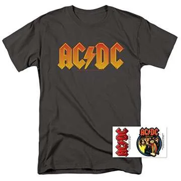 Popfunk ACDC Logo Rock Band T-Shirt - Charcoal Grey Unisex Tee