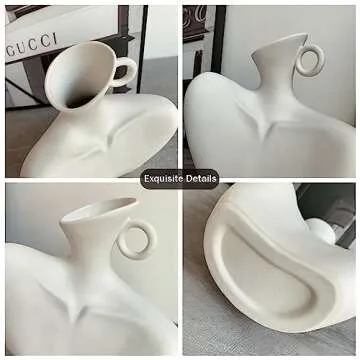 Ceramic Female Form Body Shape Flower Vase for Home Decor White (White)