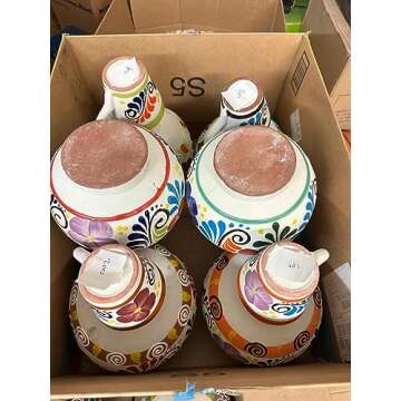 Made in Mexico Authentic Botellones/Cantarito Combo Water Carafe/Mug Cup Drinks Jar Jarra Mexicana Espiga de Barro for Hot or Cold Beverages Drinks Natural Clay Large 12x8.5" Hand Made Painted Large