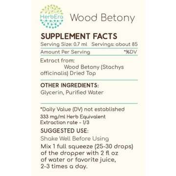 HerbEra Wood Betony Alcohol-Free Herbal Extract Drops