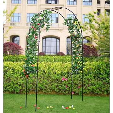 1. GO Steel Garden Arch, 7'8" High x 4'5" Wide, Garden Arbor for Various Climbing Plant, Outdoor Garden Lawn Backyard