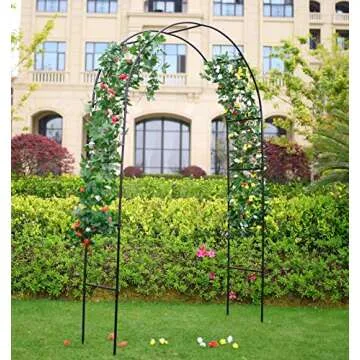 1. GO Steel Garden Arch, 7'8" High x 4'5" Wide, Garden Arbor for Various Climbing Plant, Outdoor Garden Lawn Backyard