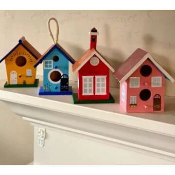 Creative Hobbies® Mini 4 Inch Tall Birdhouse - Set of 4 Styles, Small Unfinished Wood Ready to Paint or Decorate