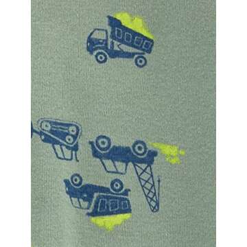 Simple Joys by Carter's Baby Boys' 3-Pack Snug Fit Footless Cotton Pajamas, Blue Stripe/Green Trucks...