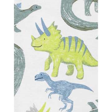 Simple Joys by Carter's Baby Boys' 3-Pack Snug Fit Footless Cotton Pajamas, Blue Stripe/Green Trucks/White Dinosaur, 3T