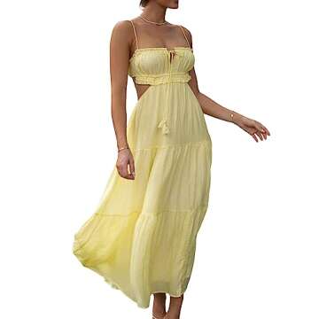 NUFIWI Women Summer Boho Cutout Long Dress for All Occasions