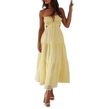 Elegant NUFIWI Women Summer Boho Cutout Long Dress