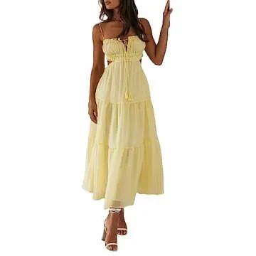 Elegant NUFIWI Women Summer Boho Cutout Long Dress