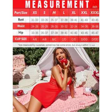 Avidlove Valentines Lingerie Women Lingerie Sexy Nightwear Lace Chemise Sleepwear Babydoll Teddy Lingerie for Women Red