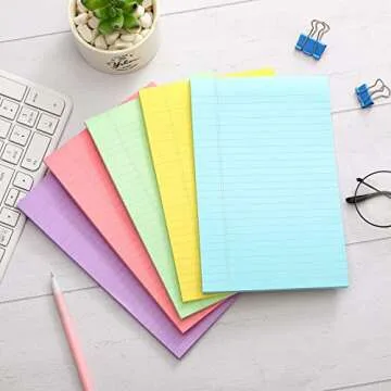 TaoBary 10 Pack 500 Sheets (50/Pad) Lined Sticky Notepads 5 x 8 Inch Large Note Pads Colorful Self Stick Ruled Post Stickies Memo for Office Home Supplies, 5 Colors(Pastel Color)