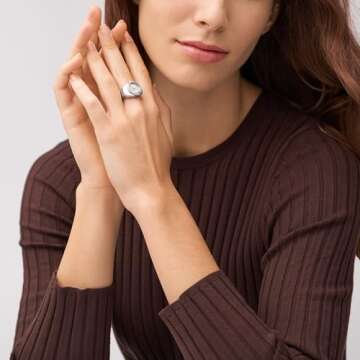 Fossil Women's Stylish Silver Watch Ring - Perfect for Any Occasion