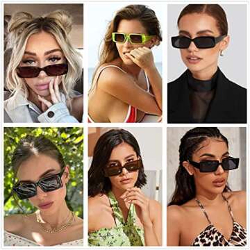 LASPOR Vintage Rectangle Sunglasses for Women Men Fashion Retro Small Square Frame Glasses UV 400 Pr...