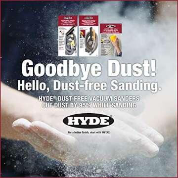 Hyde Tools 09165 Dust-Free Drywall Vacuum Hand Sander with 6-Foot Hose
