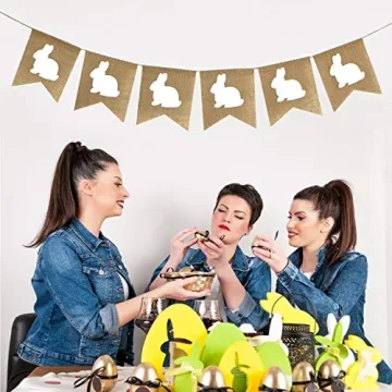 Partyprops Easter Bunny Garland - Cute Burlap Decoration