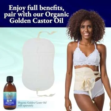 QUEEN OF THE THRONES 100% Organic Cotton Flannel & Naturopathic Doctor Designed with Strap for Castor Oil Pack - Reusable, Comfort Sleep Fit, Soft Ties (Castor Oil sold separately)