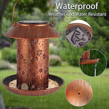Bird Feeders for Outdoors Hummingbird Solar Lanterns Outdoor Waterproof Hanging Garden Decor Birthdays Gifts for Women Mom Christmas Metal Solar Decoration Outside for Yard, Patio, Lawn, Pathway