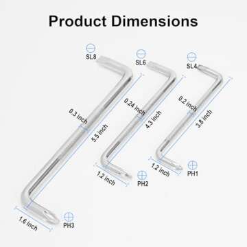 I-MART 3 Pcs Offset Screwdriver Set - Right Angle Phillips and Flat Head, 90 Degree Screwdriver for ...