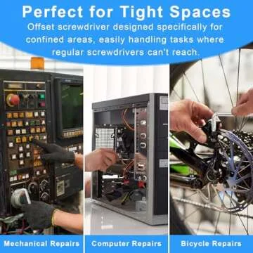 I-MART 3 Pcs Offset Screwdriver Set - Right Angle Phillips and Flat Head, 90 Degree Screwdriver for Tight Spaces, Angle Screwdriver Tool for DIY and Home Use