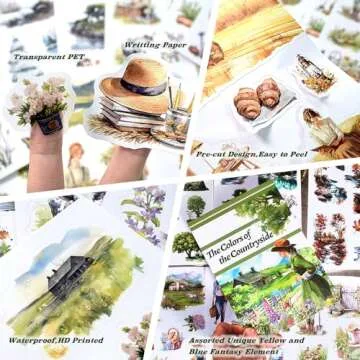 Dwpetzo The Colors of The Countryside Journal Stickers for Junk Journaling, 20 Pre-Cut Scrap Book Sticker Sheets, Stickers for Scrapbooking Supplies, Planner, Bujo, Craft Arts