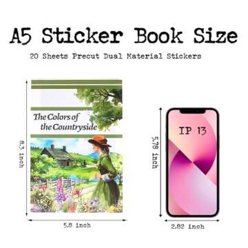 Dwpetzo The Colors of The Countryside Journal Stickers for Junk Journaling, 20 Pre-Cut Scrap Book Sticker Sheets, Stickers for Scrapbooking Supplies, Planner, Bujo, Craft Arts
