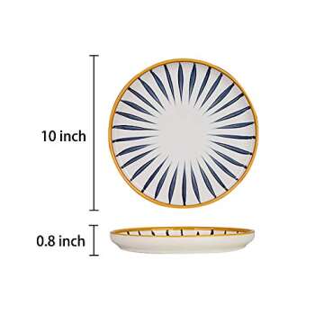 MDZF SWEET HOME 10-Inch Porcelain Dinner Plates Set, Pasta Serving Dishes Japanese Style Tableware Dessert Dishes - Set of 4