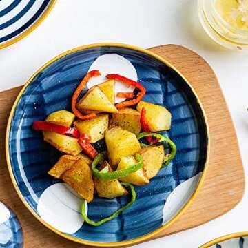 MDZF SWEET HOME 10-Inch Porcelain Dinner Plates Set, Pasta Serving Dishes Japanese Style Tableware Dessert Dishes - Set of 4