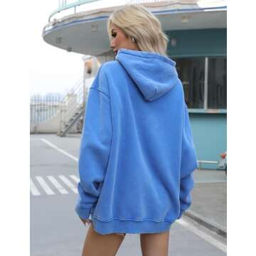 Dnzzs Womens Oversized Hoodie Acid Wash Hoodie Vintage Sweatshirt Heavyweight Fleece Cotton Streetwear Trendy Hoodies