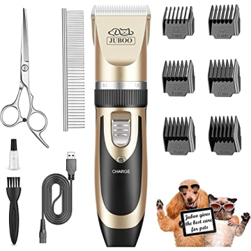 Juboo Dog Clippers: Low Noise, Rechargeable, Professional Pet Grooming Kit