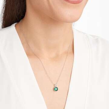 Stylish Amazon Essentials Emerald Pendant Necklace for May Birthdays