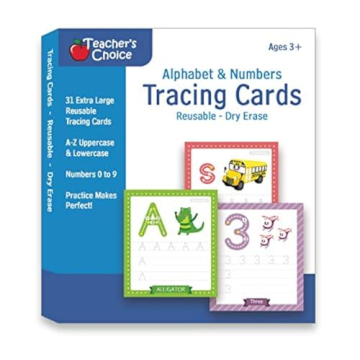 Alphabet & Number Tracing Cards, Reusable, Dry Erase, Upper & Lower Case, 31 Large Reusable Cards, R...