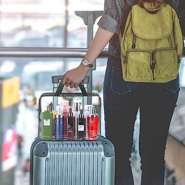 HAOGUAGUA 3 Pieces Large Clear Travel Bags for Toiletries, Waterproof Clear Plastic Cosmetic Makeup Bags, Transparent Packing Organizer Storage Bags (Black)