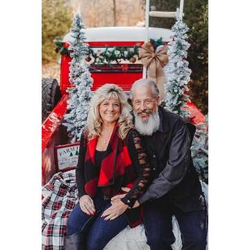 Unidear red Christmas Sweater Women Buffalo Plaid Vest Casual Lapel Open Front Sleeveless Cardigan Jacket Coat with Pockets