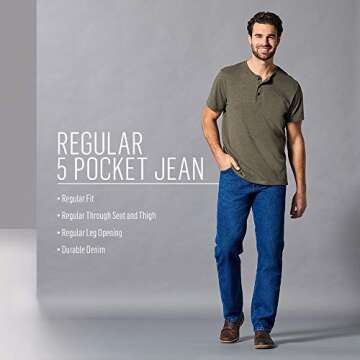 Rustler mens Classic Regular Fit Jeans, Stonewash, 34W x 32L US