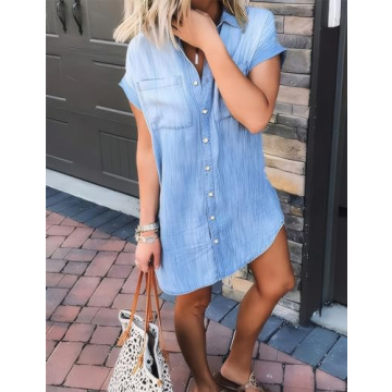 Zilcremo Women Denim Shirt Dress for Effortless Style