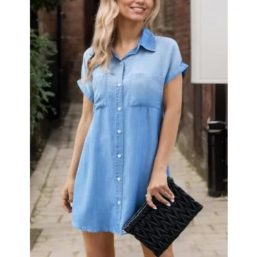 Zilcremo Women Denim Shirt Dress for Effortless Style