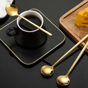 LUCKJOY Gold Coffee Spoons - Durable & Elegant Set of 6