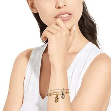 Alex and Ani Pineapple Charm Expandable Bangle for Women