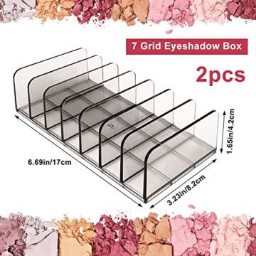 Cenbee Makeup Palette Organizer(2 Pack)Acrylic Eyeshadow Palette Pallet,7 Sectons BPA-Free Divided M...