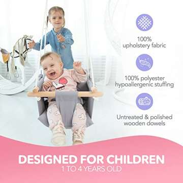 CaTeam Canvas Baby Swing for Kids 1-4, Safe & Cozy