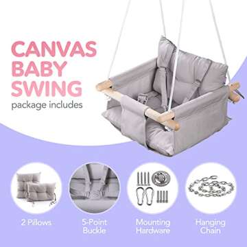 CaTeam Canvas Baby Swing for Kids 1-4, Safe & Cozy