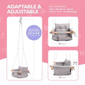 CaTeam Canvas Baby Swing for Kids 1-4, Safe & Cozy