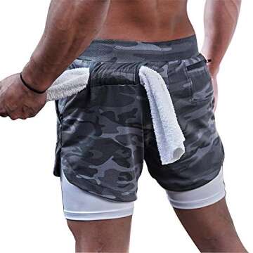 Surenow Mens Running Shorts，Workout Running Shorts for Men，2-in-1 Stealth Shorts， 7-Inch Gym Y...