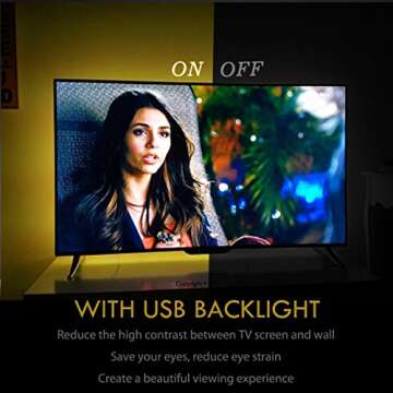 USB TV Backlight Kit for 70 75 80 82 inches Smart TV Monitor HDTV Work Space Decor - Cover 4/4 Sides...