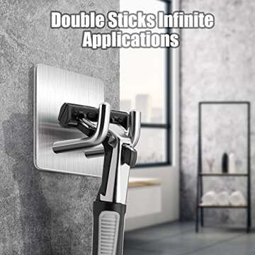 YasTant 4Pcs Shower Hooks for Inside Shower Razor Holder, Stainless Steel Shower Hanger Hook for Wall, Brushed Nickle Adhesive Razor Hook for Bathroom, Self Adhesive Wall Hooks Heavy Duty Straight