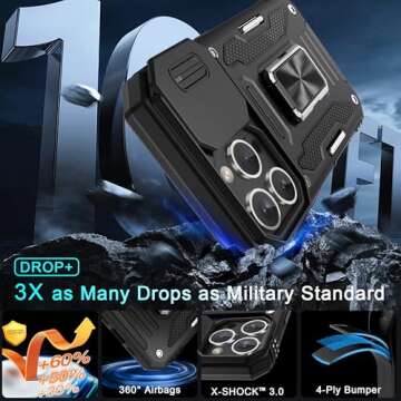 DEERLAMN iPhone 16 Pro Case with Kickstand & Protection